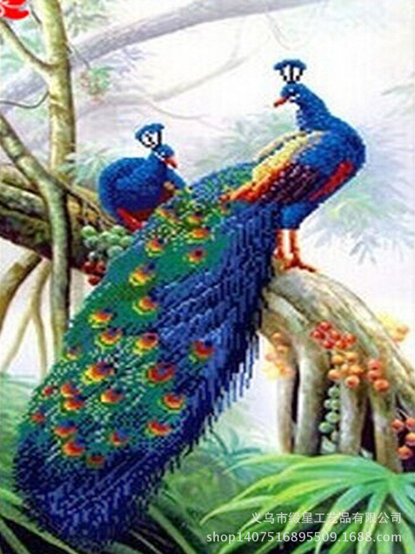 两只孔雀钻石画diy 树脂满钻 厂家直销 诚招代理支持代发