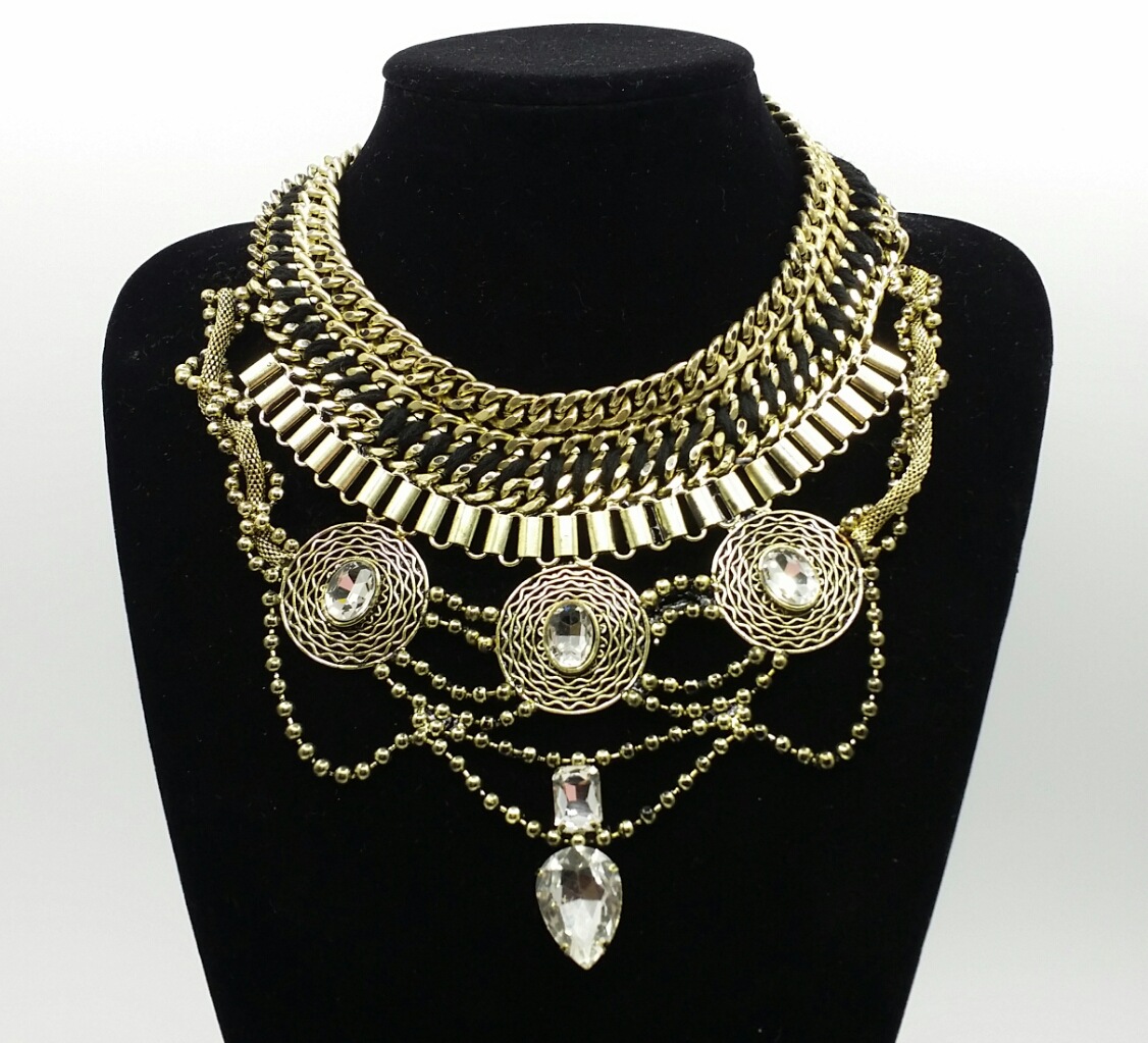 n840 欧美饰品复古夸张项链配饰锁骨链 欧美夸张长款项链批发