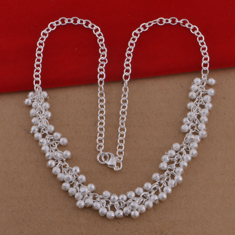 镀925纯银项链 韩版流行 葡萄串珠项链 外贸饰品批发 现货