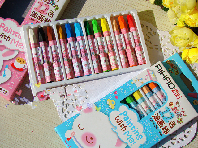 美术绘画用品 布绒娃娃 12色盒装油画棒 可批发  爱好布绒娃娃油画棒!