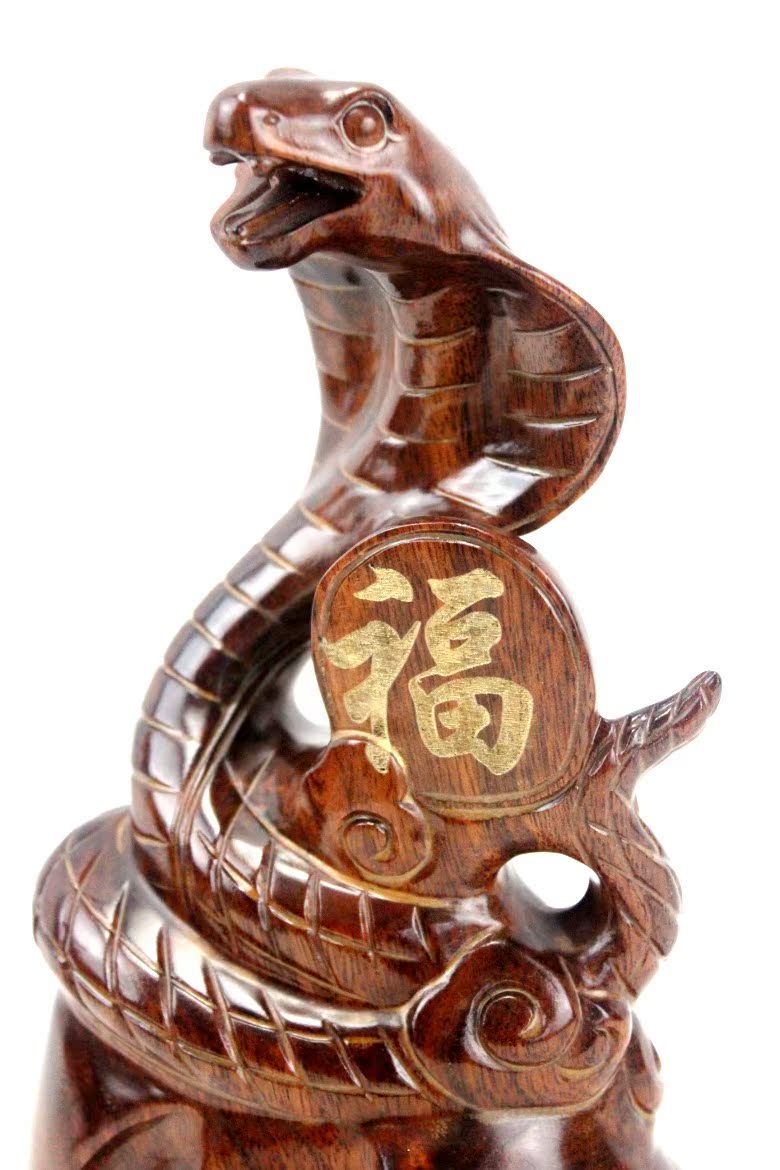 批发零售红木工艺品木雕摆件实木雕蛇 招财福蛇家居摆设 生日礼品