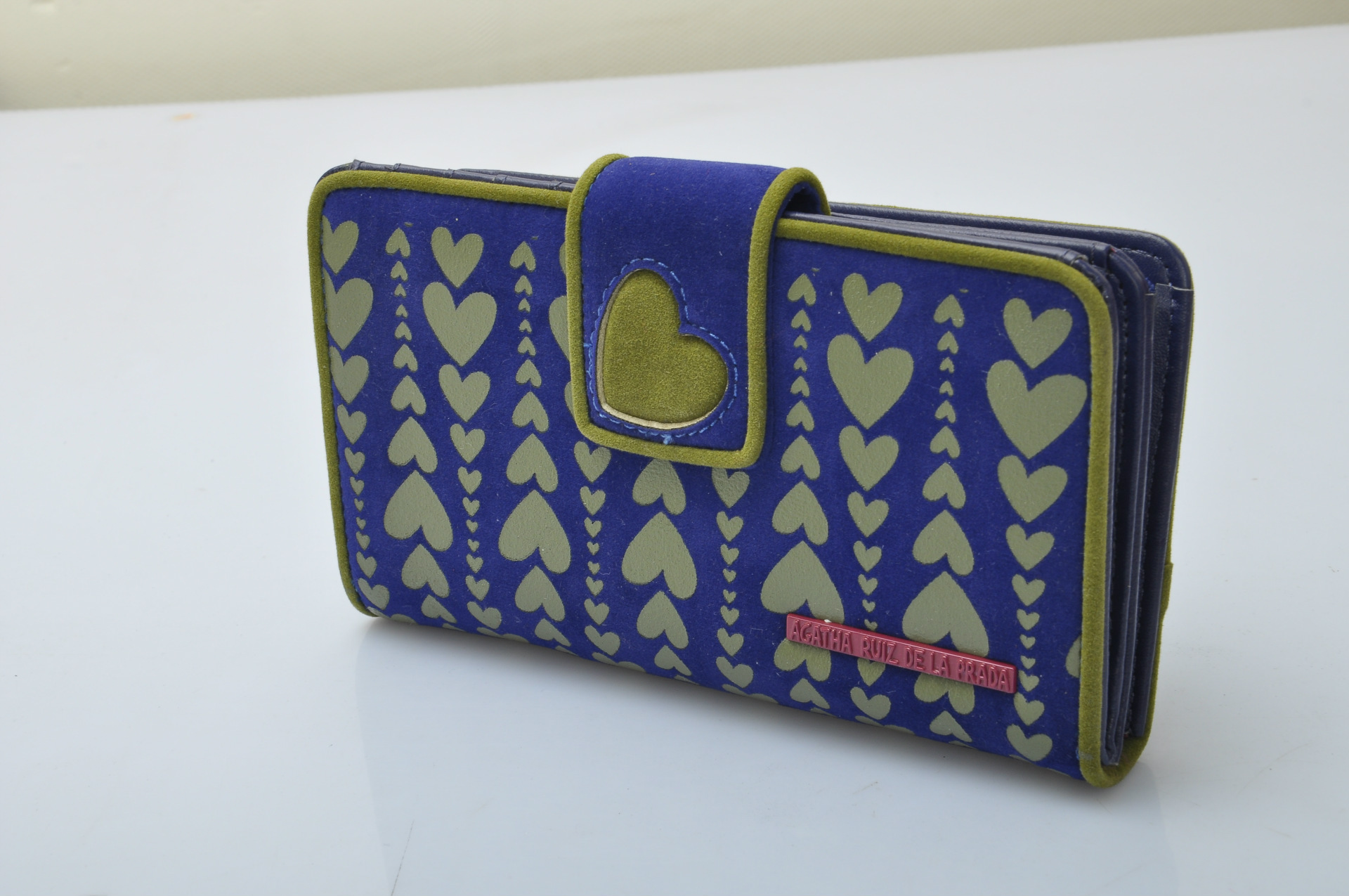 日韩风双色丝印心型女士钱包加工定制 撞色滚边印花心型票夹定做