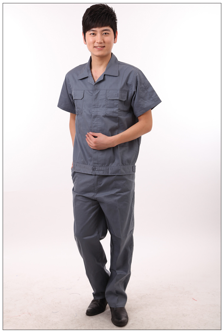 夏装工作服短袖套装男 夏季劳动.