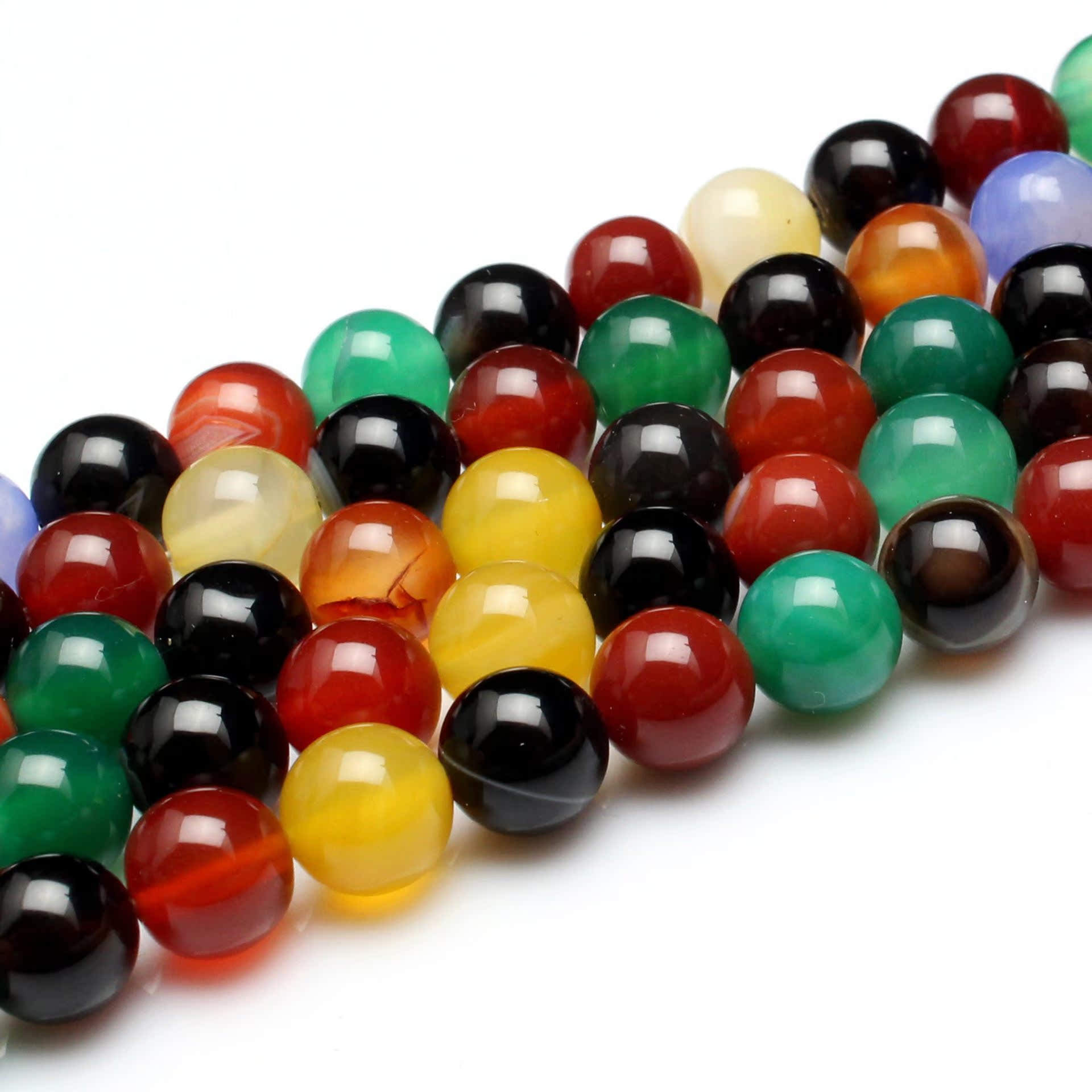 静雅饰品批发七彩玛瑙串珠散珠 天然玛瑙手链diy材料 颗颗完美