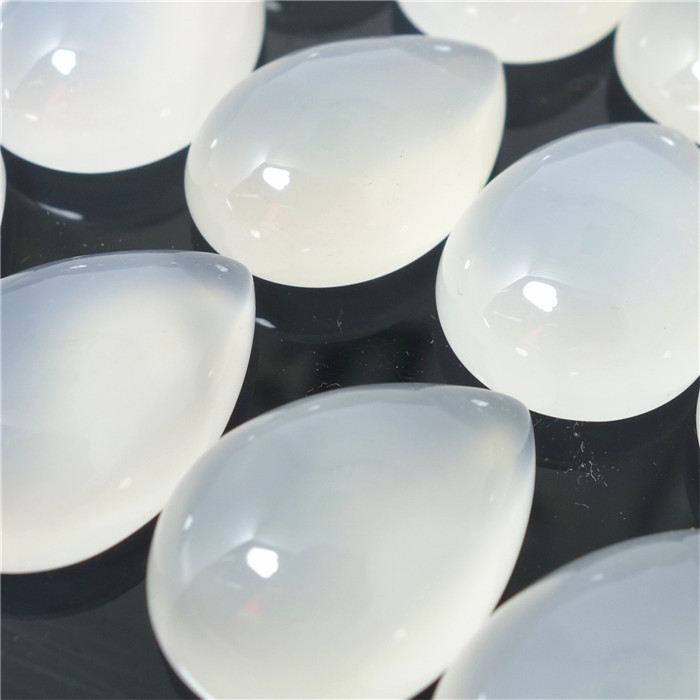 天然玻璃种白玉髓二八底水滴形梨形发簪吊坠镶嵌极佳18x25