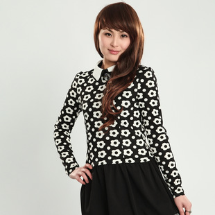 2014春装女装新款 圆角衬衣领中长款 2112