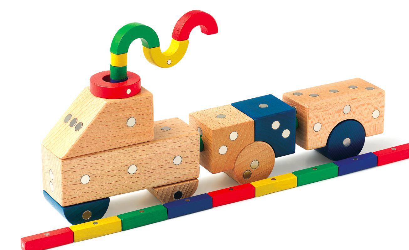 genii智&爱益智积木儿童玩具vehicle磁铁积木 木质早教玩具拼装