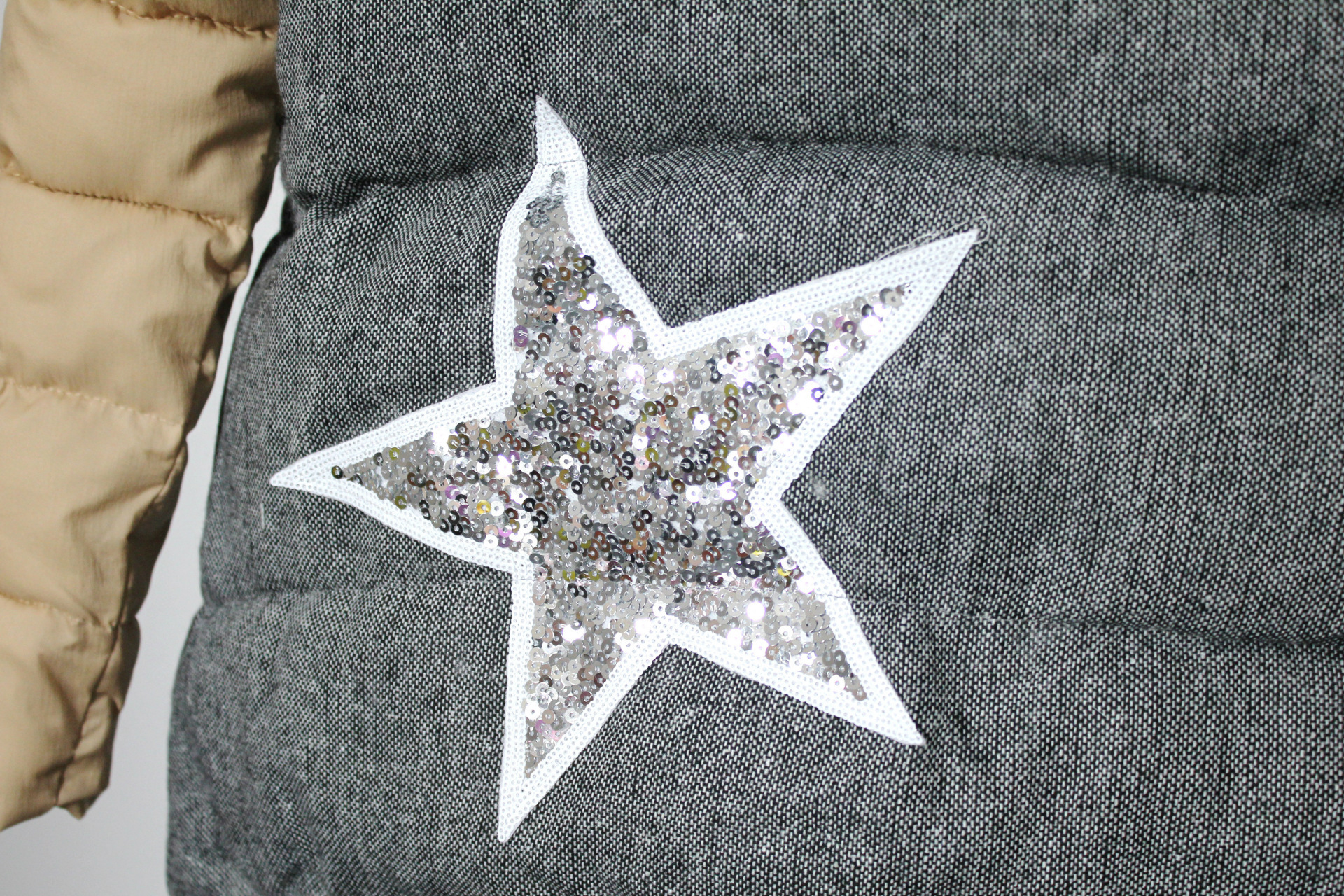 nb008 2014潮韩版宽松a版拼接星星亮片羽绒棉服女中长款