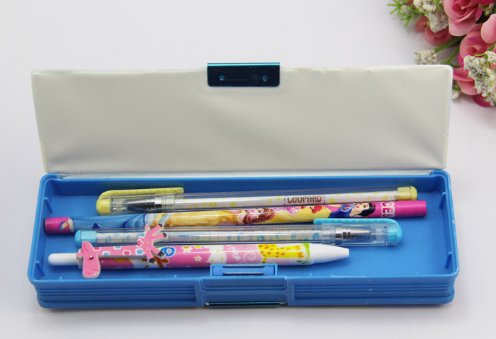 轻松熊 卡通塑料 双面开文具盒 小学生学习用品 文具批发 0995