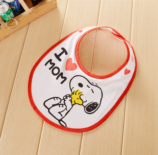 (白色史努比)卡通系列防水印花口水巾/小围嘴/围兜/三角巾