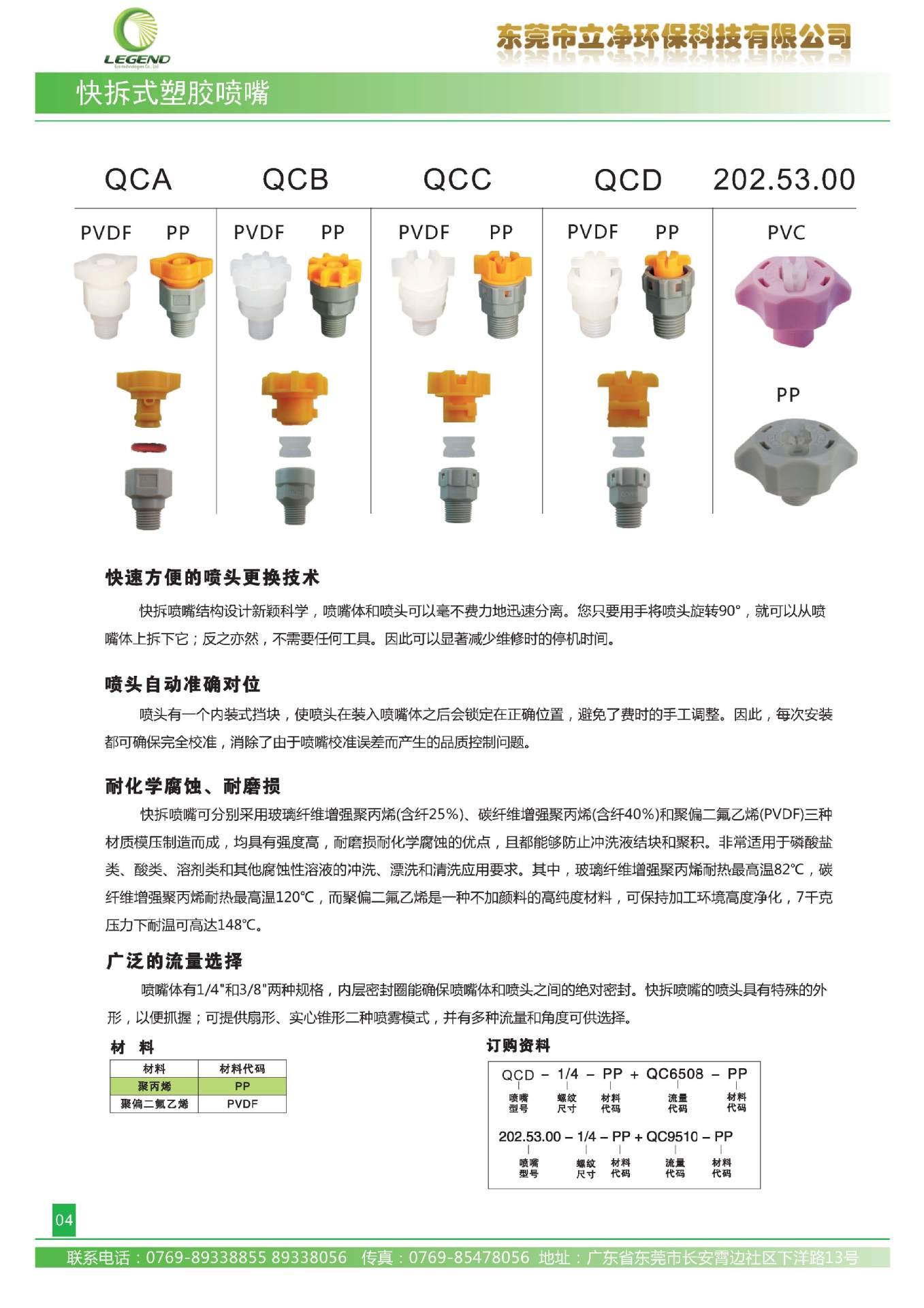 产品介绍 快拆式塑料喷嘴 产品型号:qc