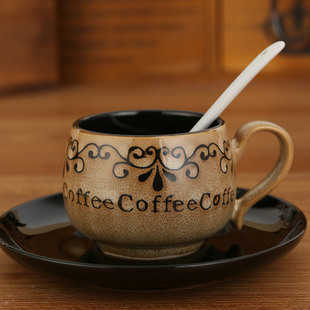 优美家 创意欧式陶瓷杯/咖啡杯套装 带杯垫 促销赠品