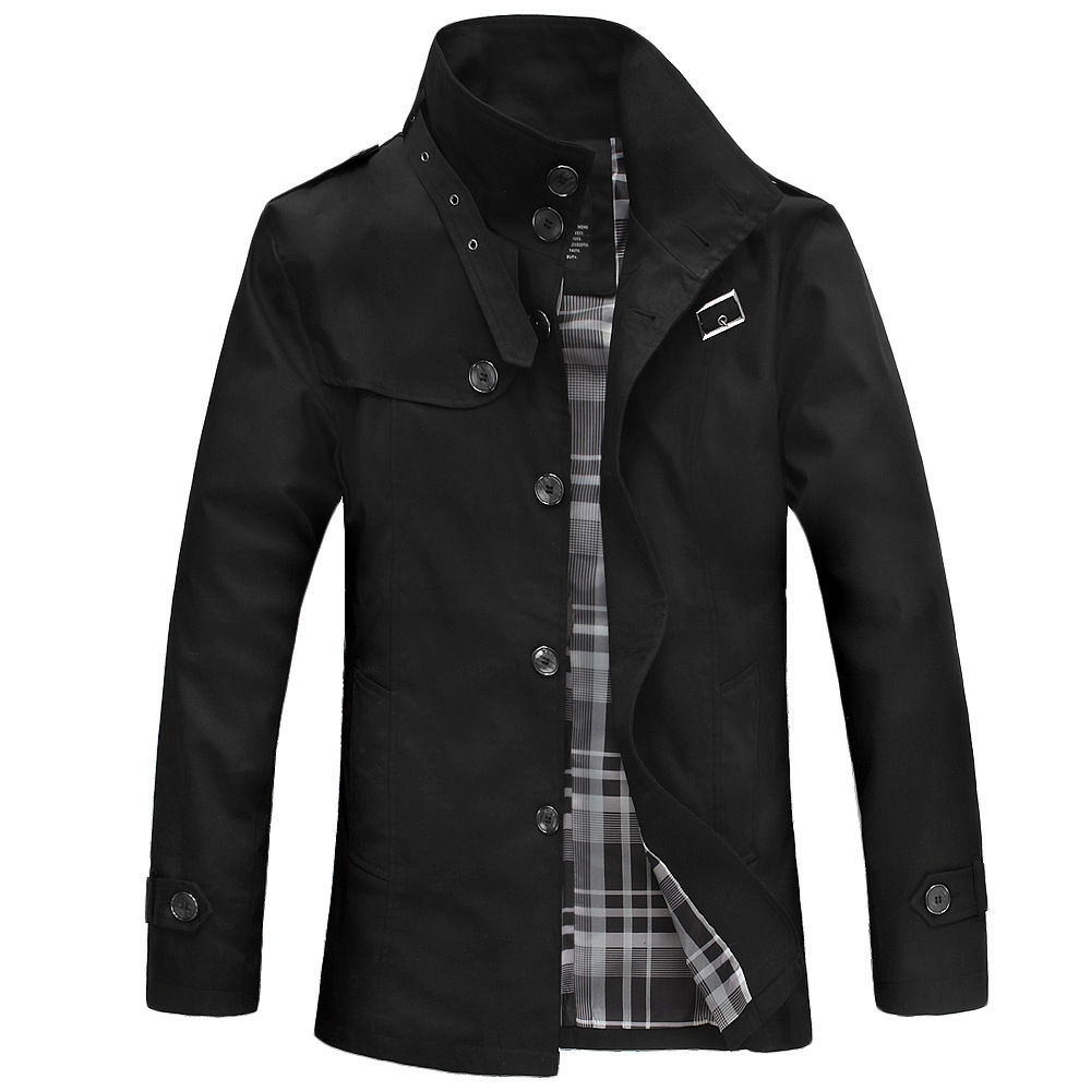 秋装新款英伦男士风衣外套 时尚立领薄款上衣潮男式休闲男装大衣