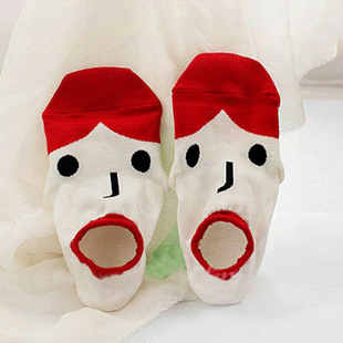 卡通棉袜子男女夏季情侣船袜个性创意搞笑搞怪表情袜短袜