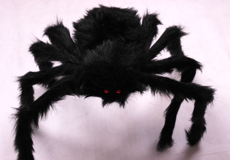 30/50/75/90cm万圣节蜘蛛 毛绒蜘蛛 酒吧ktv装饰道具 蜘蛛网