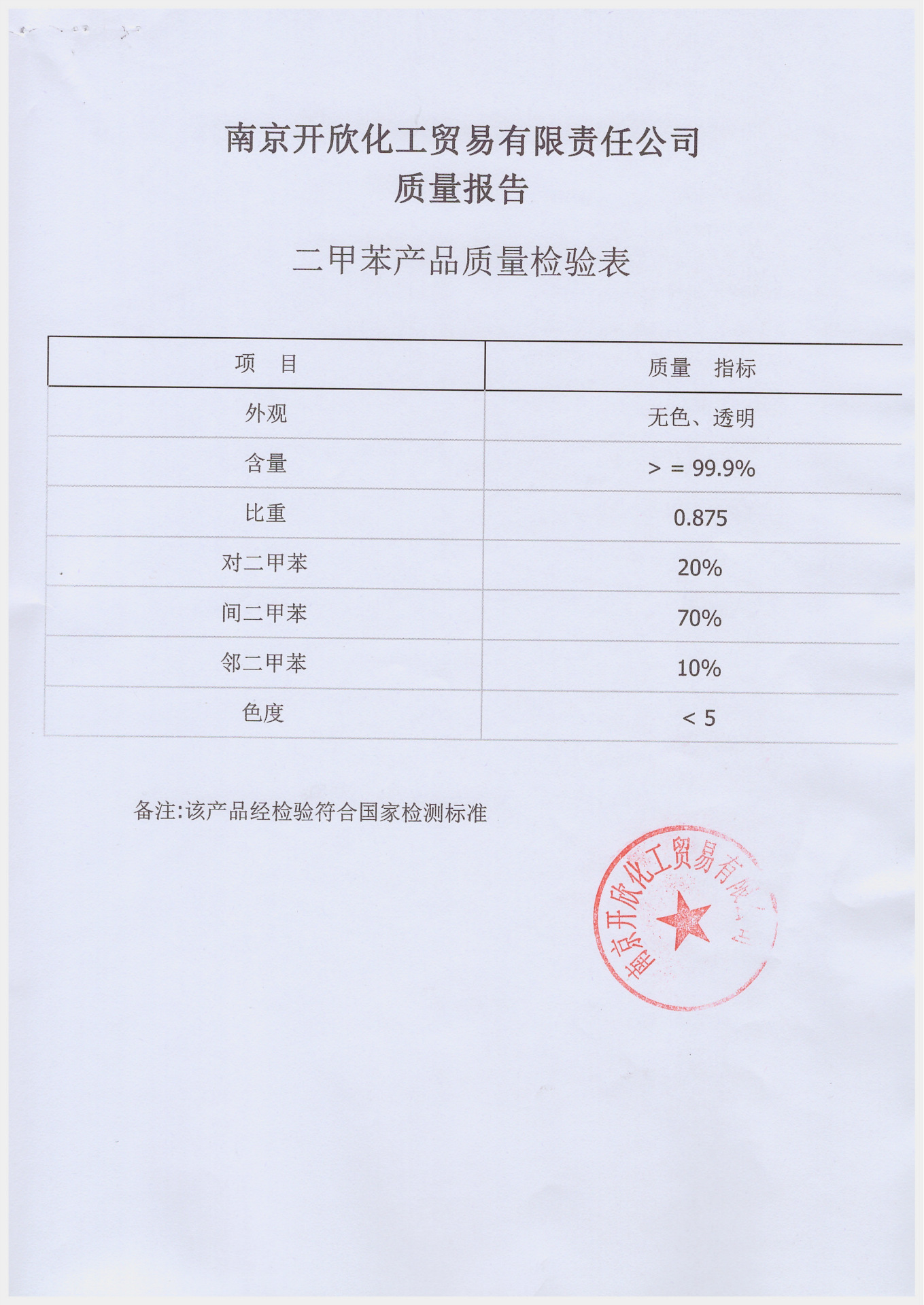 二甲苯检测报告图片