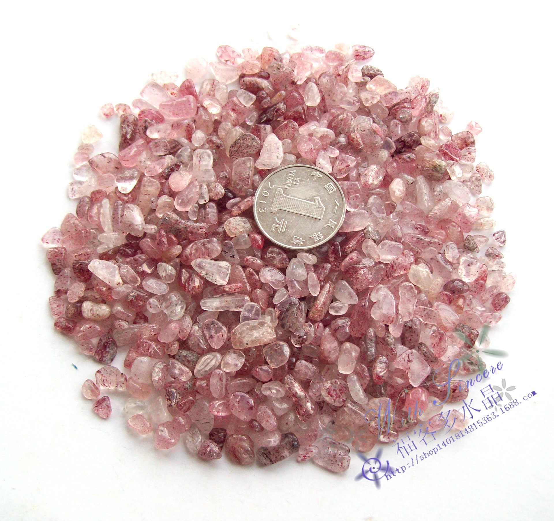 水晶碎石 优质小颗粒草莓晶消磁石鱼缸石