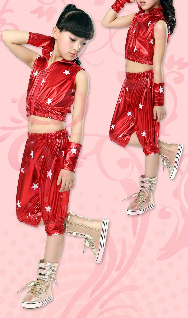 夏款 儿童现代舞蹈服装 男女童时尚动感星星演出服 一件代发图片_15