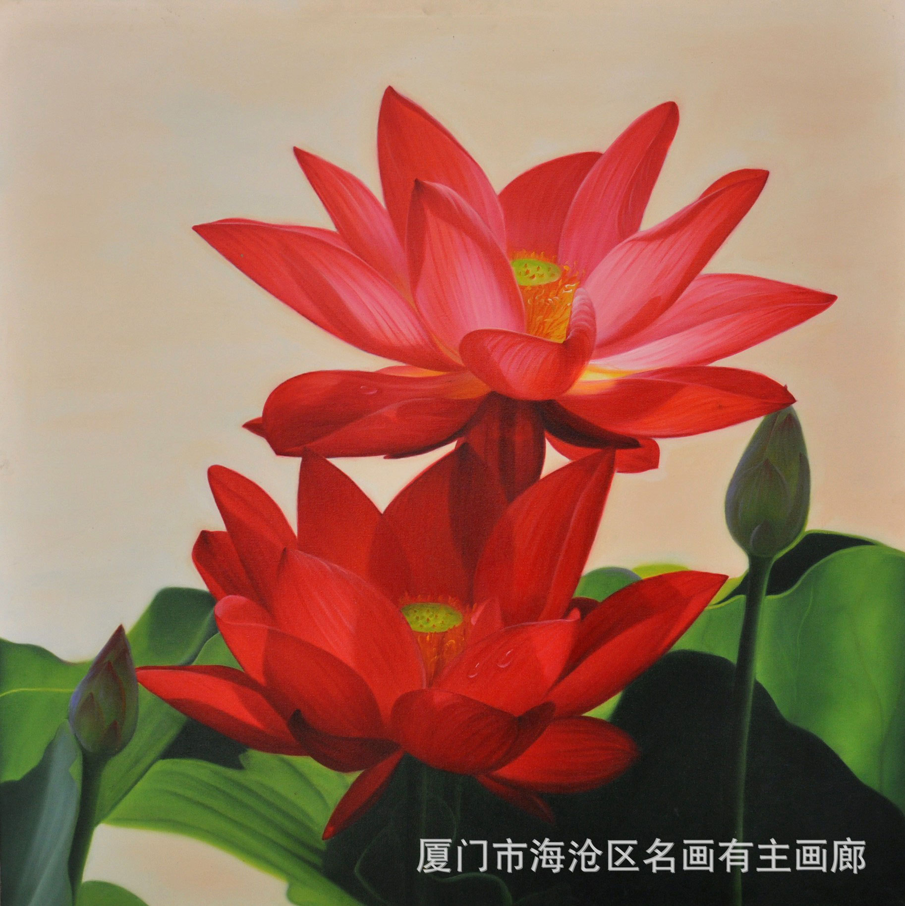 2015纯手绘油画 纯手绘 荷花油画装饰画 欢迎批发定制