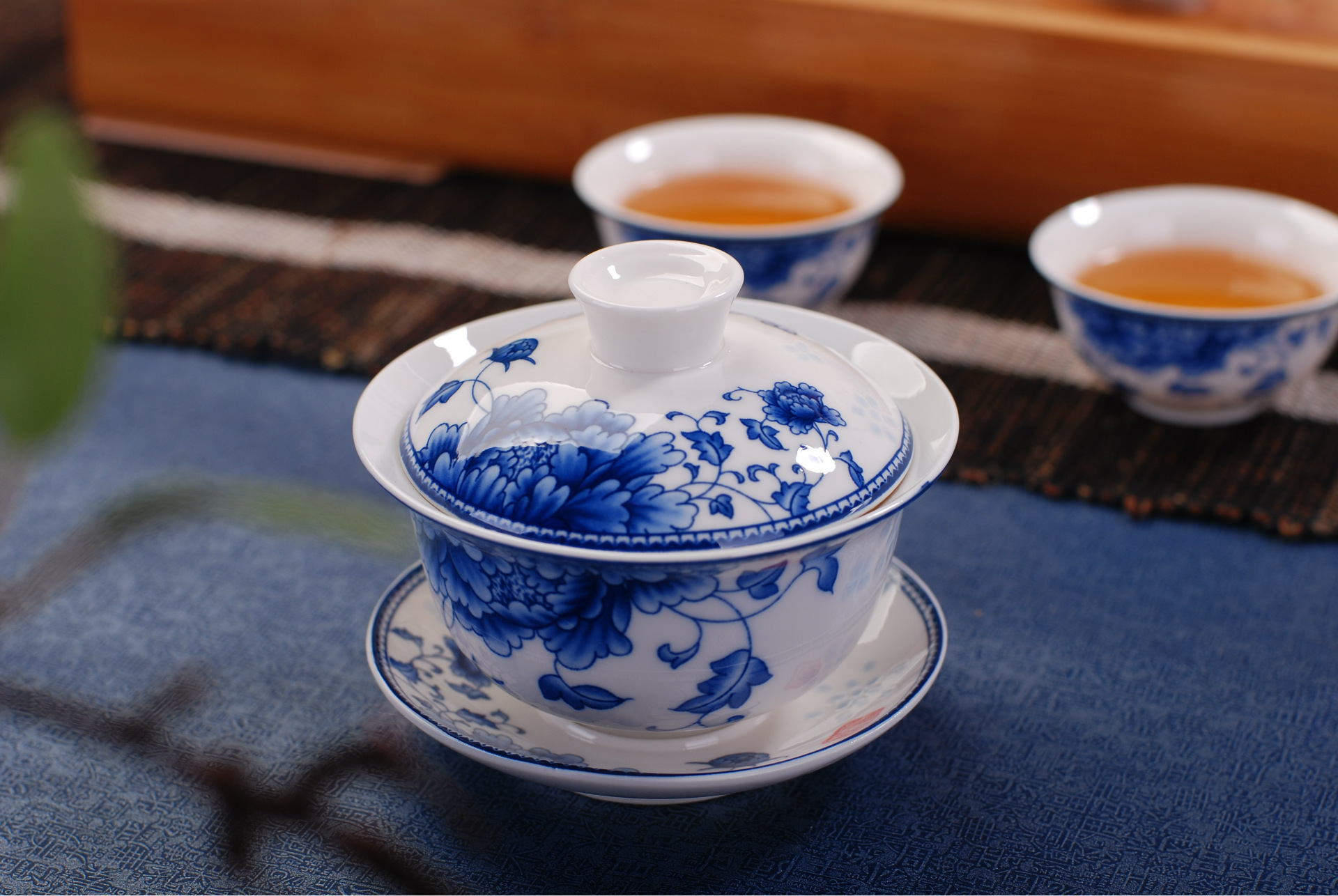 批发景德镇陶瓷器茶具套装青花瓷花开富贵整套茶具