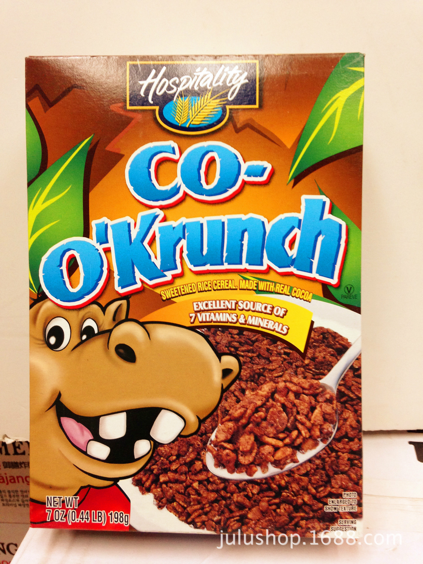 美国儿童早餐 美国hospitality好客佳可可味脆脆米198g*12盒/箱