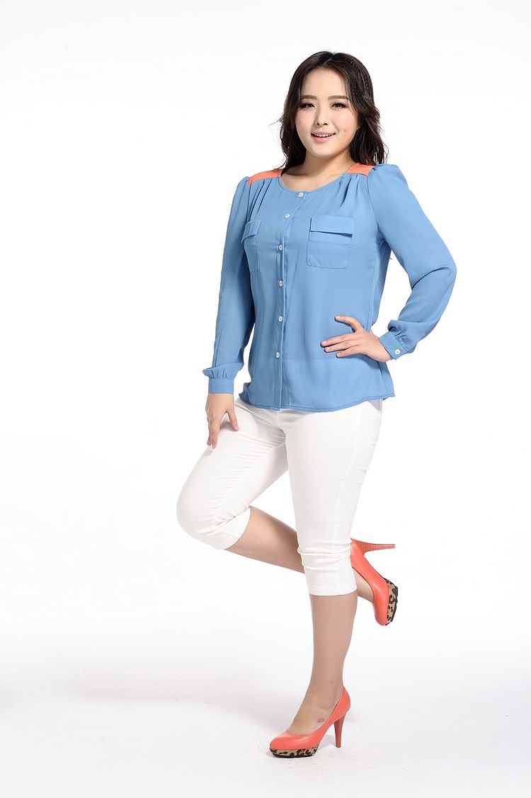 2014春装加肥加大尺码胖mm时尚雪纺女装m8113