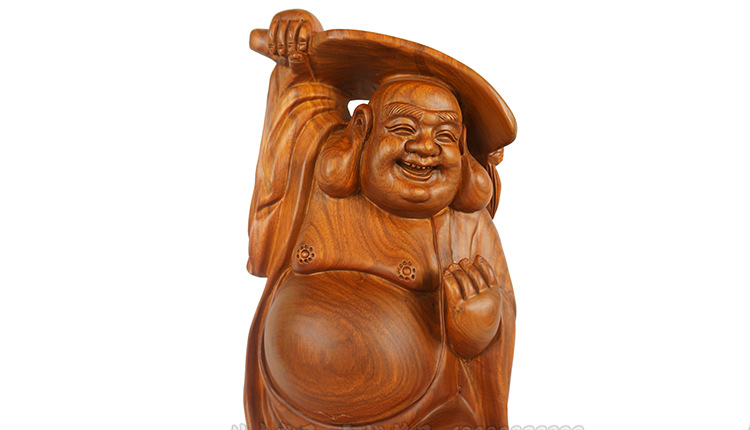 花梨木拿扇子弥勒佛 木雕家居工艺品 招财 保平安摆件 一件代发