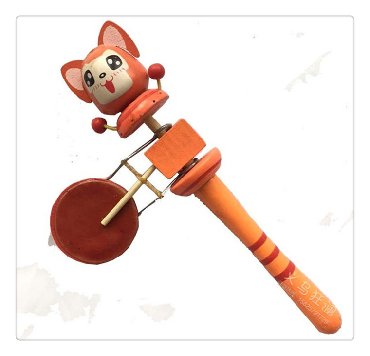 厂家直销地摊新奇特夜市庙会热卖木质木头人娃娃木偶手摇鼓摇摇鼓