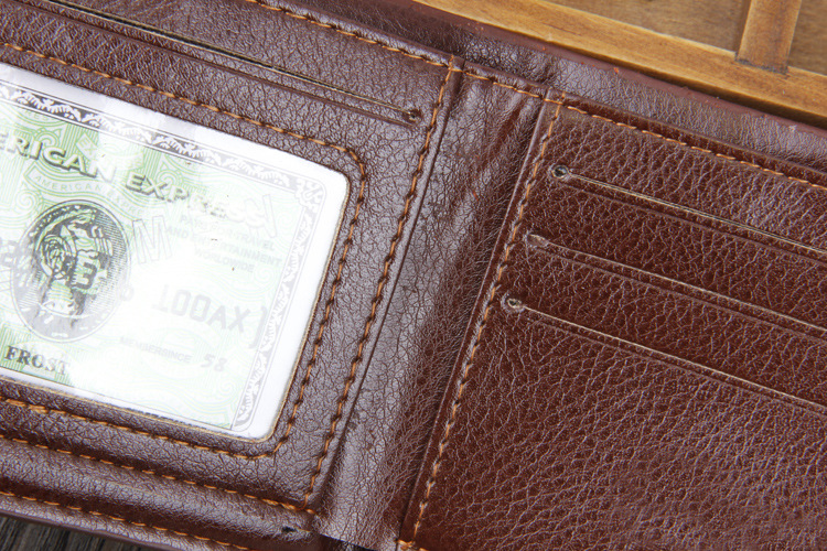 2015高档品牌纯色男士钱包 时尚横款钱夹 男士短款钱包厂家批发