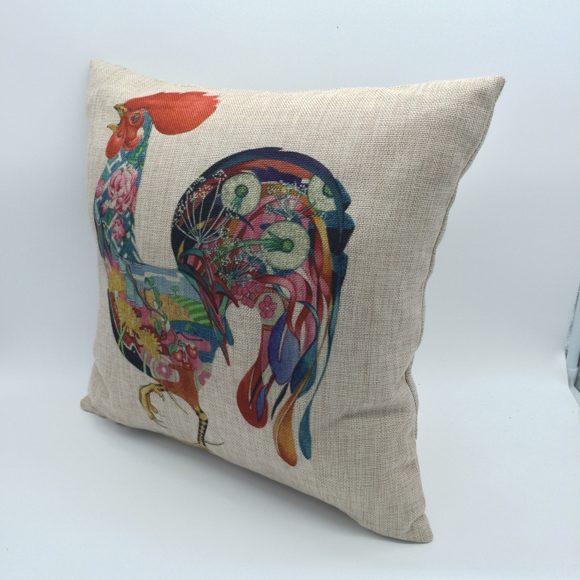 厂家直销2015新款抱枕 现代简约超柔软棉麻抱枕 大公鸡图案抱枕