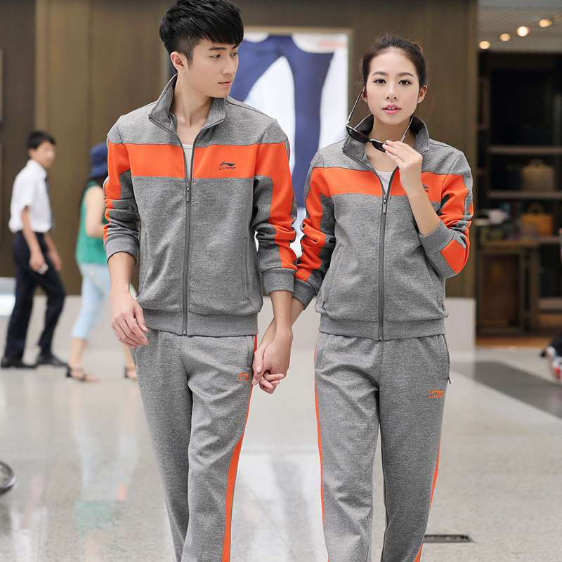 8877现货运动户外服装套装批发休闲套装男女情侣款免烫立领开衫