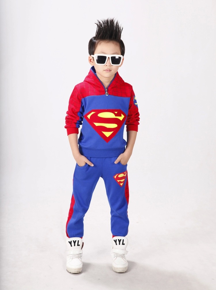 童装2015新款春装男童运动套装儿童长袖休闲两件套超人小孩衣服