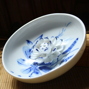 景德镇手工手绘传世古典青花荷花陶瓷香插香器家居软装摆件批发