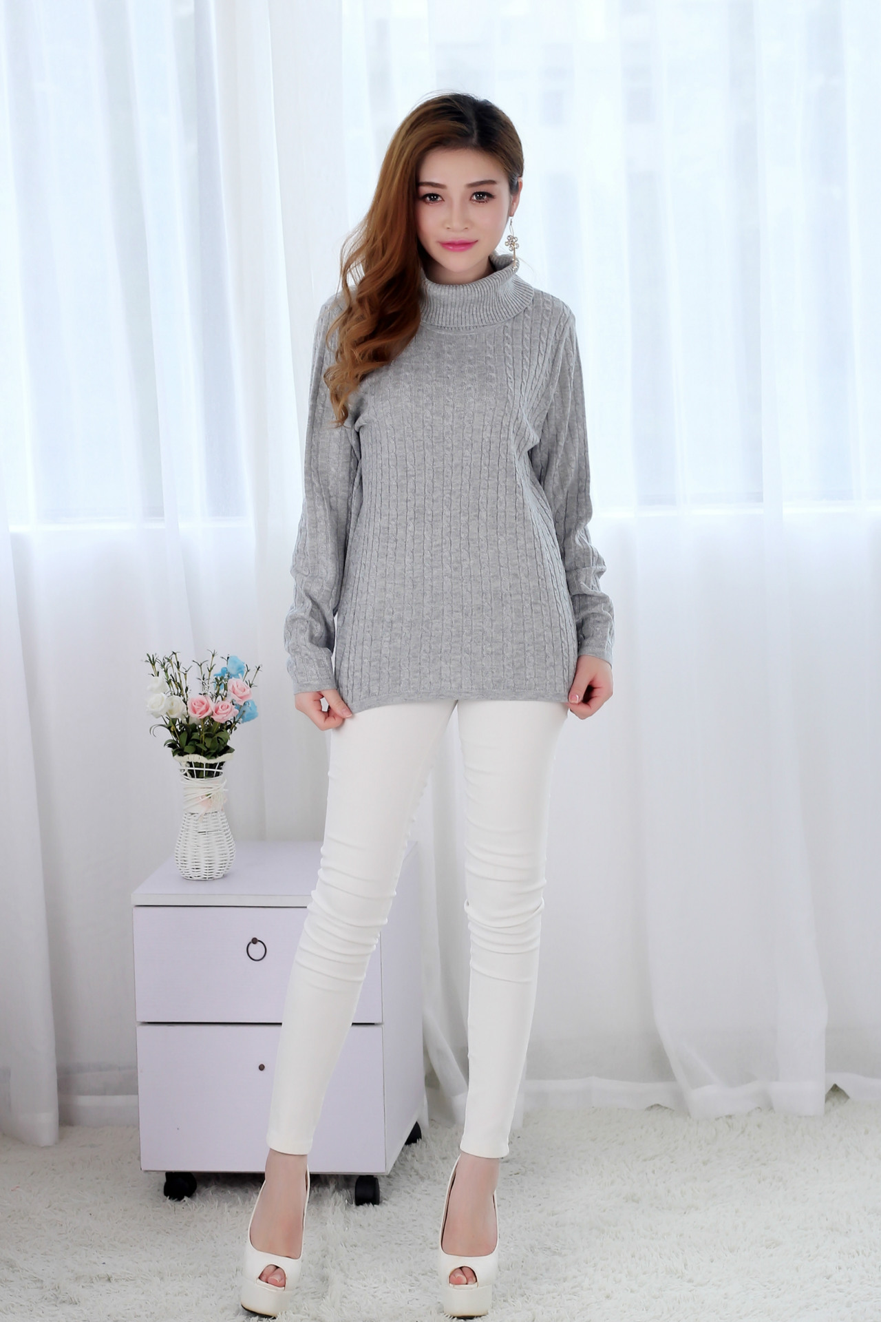 高领套头针织衫_大朗毛子女装 高领套头 来图来样贴牌服装加工