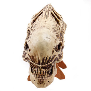 avp 铁血异形头骨模型 恐怖公仔万圣节摆件cos影视道具(送木架)