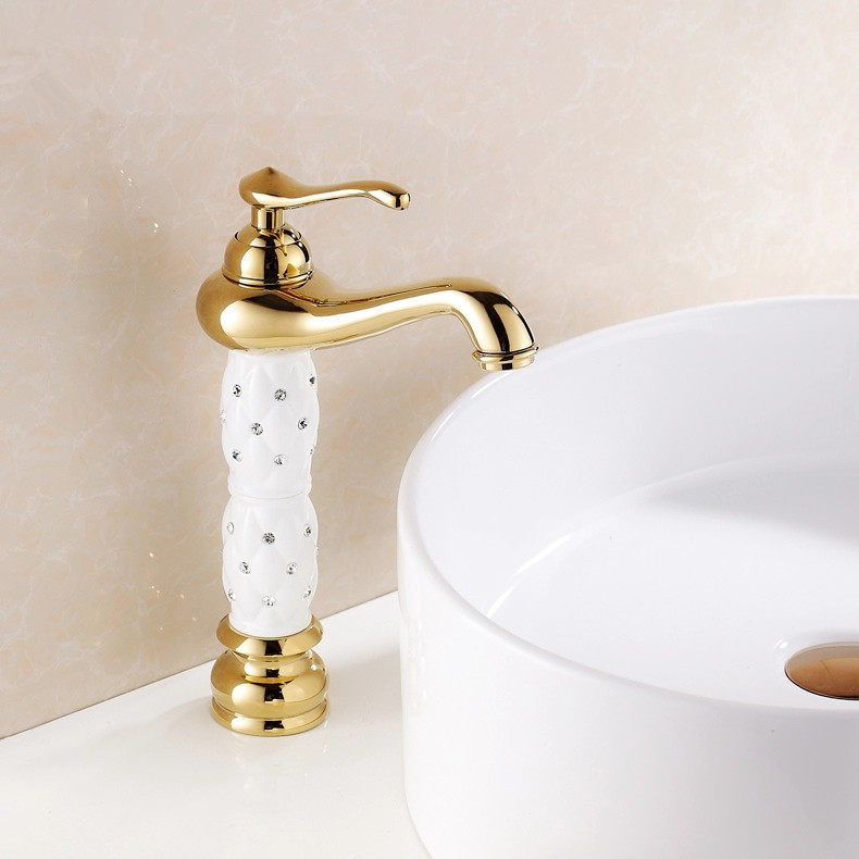 冷热水金色龙头 欧式钛金艺术盆龙头 加高-「水龙头/水嘴」-马可波罗