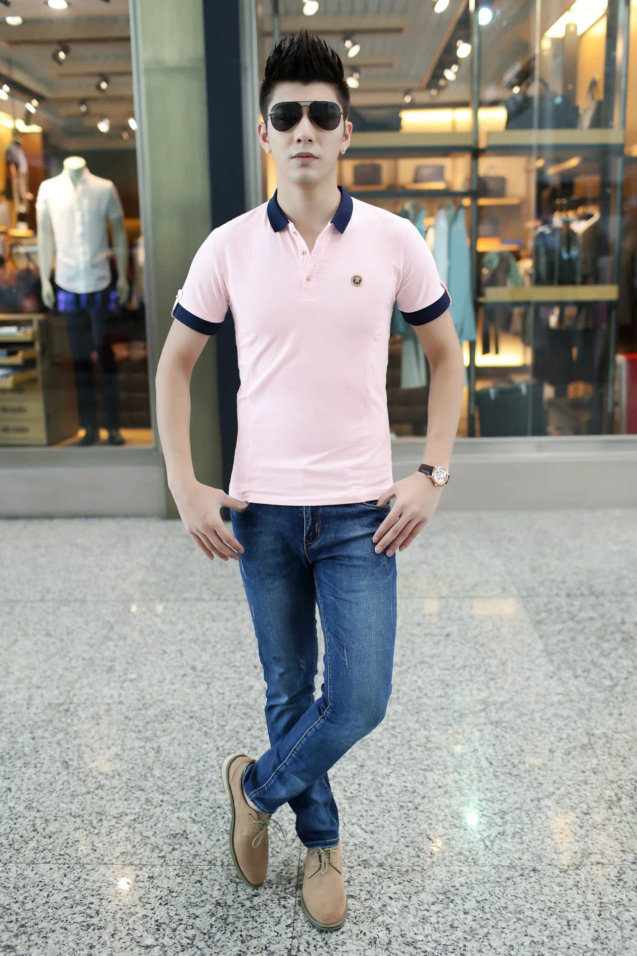 男士t恤短袖韩版修身纯棉纯色时尚百搭型男款厂家一件代发