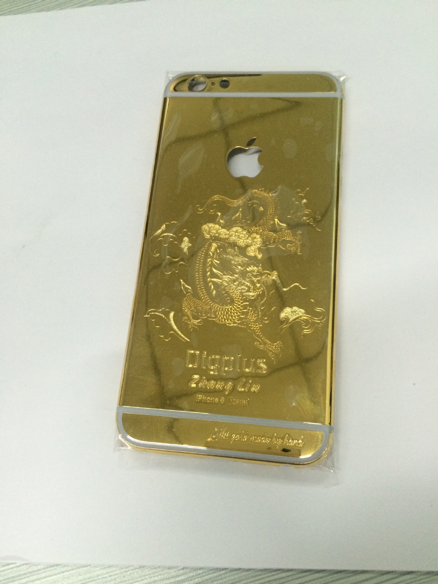 7寸苹果手机壳电镀镭雕镶钻电镀24k金黄金版iphone6原装壳镀金