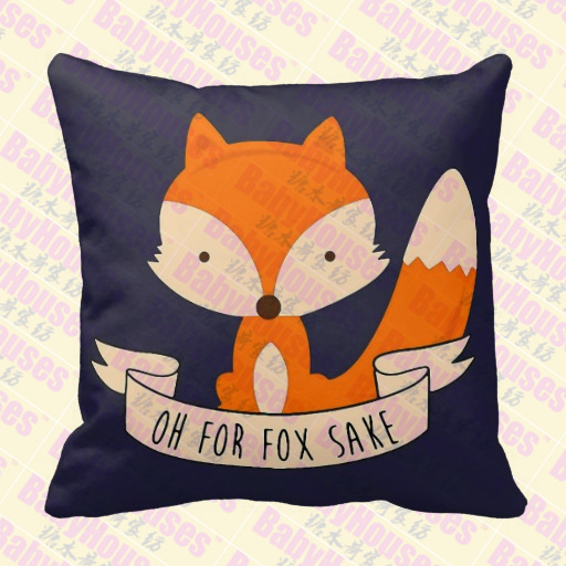 fox sake橙色狐狸 动物抱枕套 麂皮绒靠垫套 亚马逊 外贸代理d025