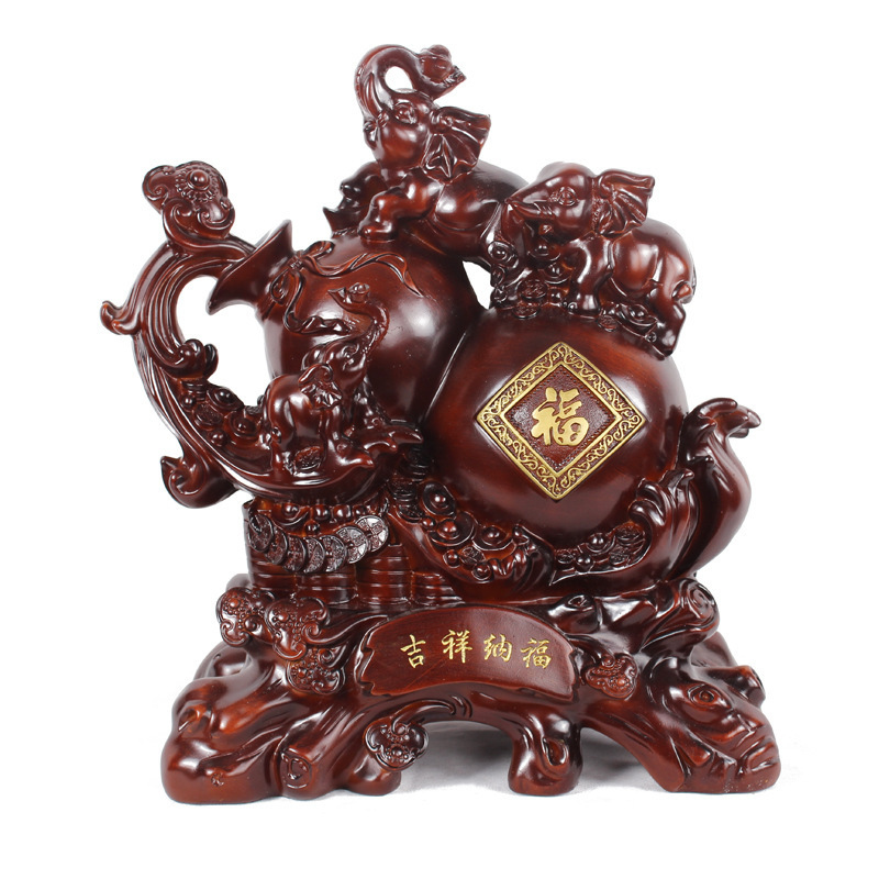 招财纳福大象摆件大号工艺品吉祥物家居装饰开业乔迁贺寿礼品商务