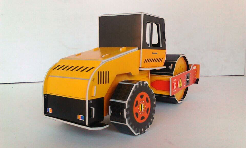 压路机 纸质3d立体拼图模型 新奇创意diy儿童益智早教玩具