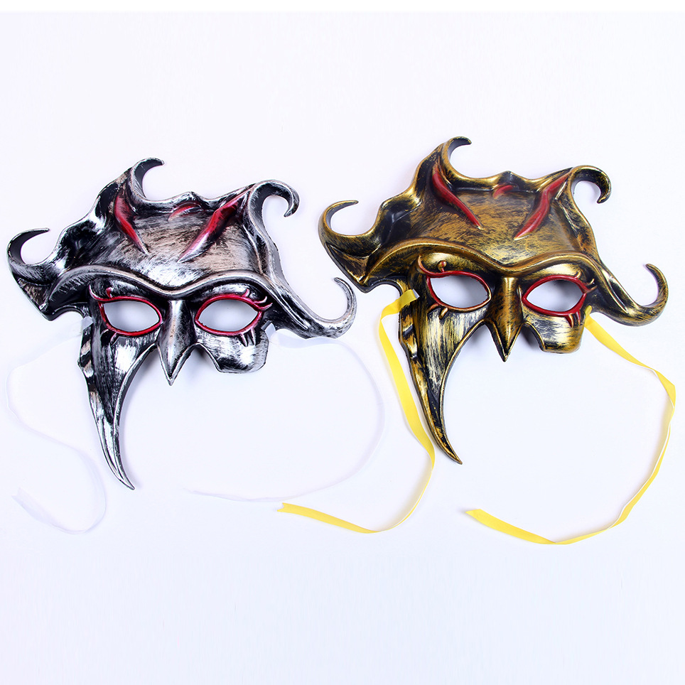批发新款太阳神半脸恶魔面具万圣节舞会酒吧派对气氛礼品道具代发