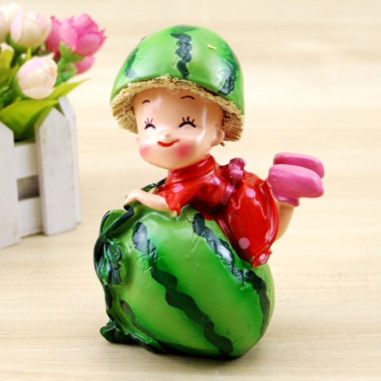 一对价厂家直销 树脂工艺品摆件 田园欧式风格 西瓜娃娃 婚房装饰