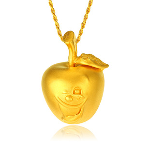 金利福珠宝 圣诞节黄金吊坠 可爱金苹果时尚吊坠 7个表情版小苹果
