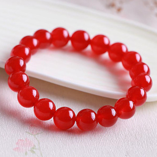 天然巴西红玉髓手链红玛瑙色时尚宝石水晶饰品中国红云南民族风女