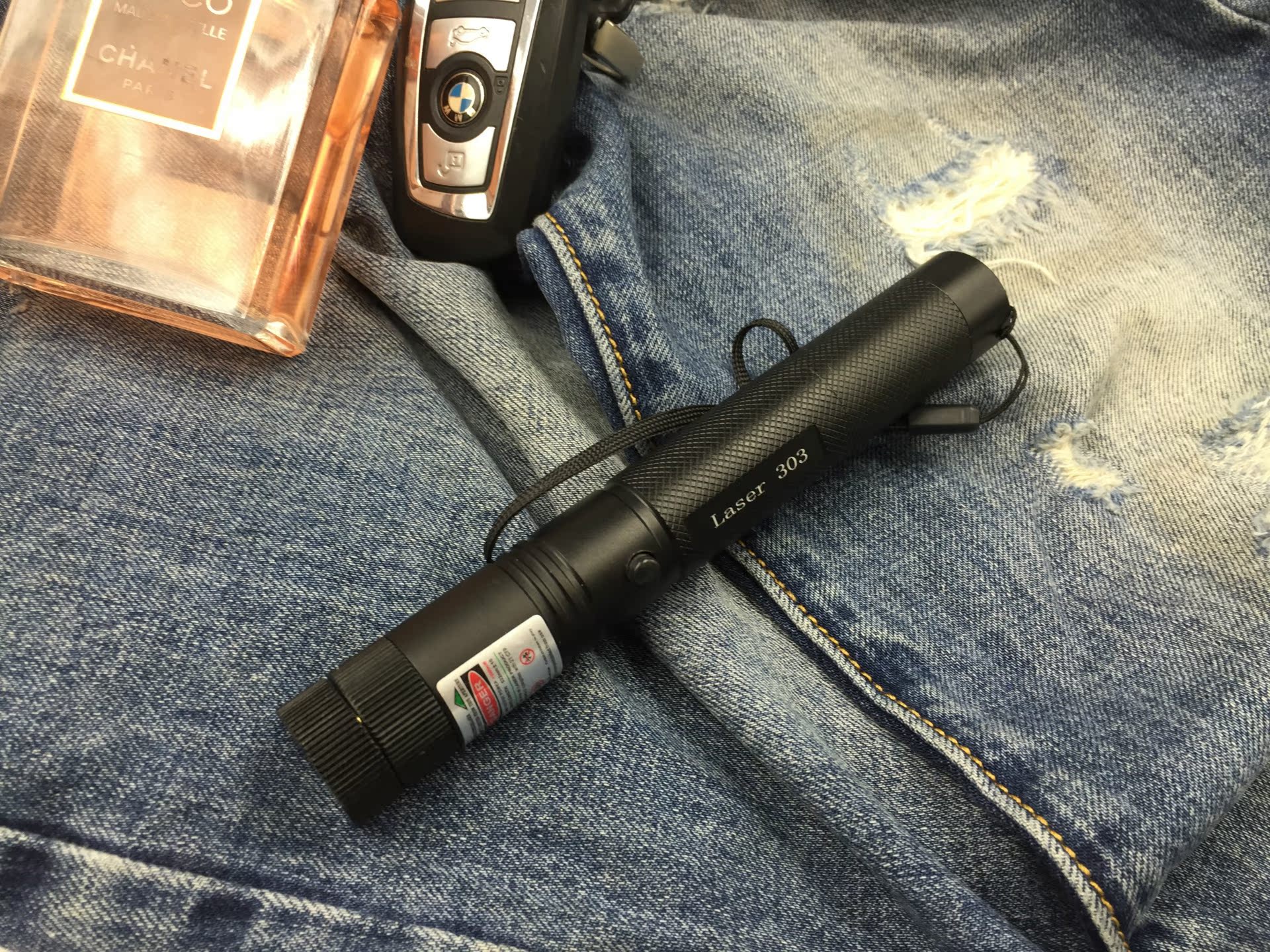 《套装》303绿色激光手电 满天星绿激光笔 强光手电筒 蓝光教鞭笔