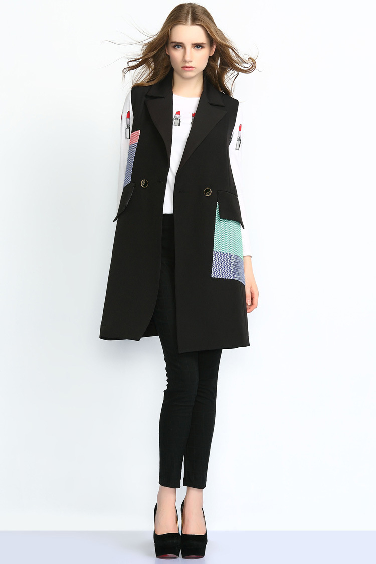 【每日衣览】半开领无袖长款外套