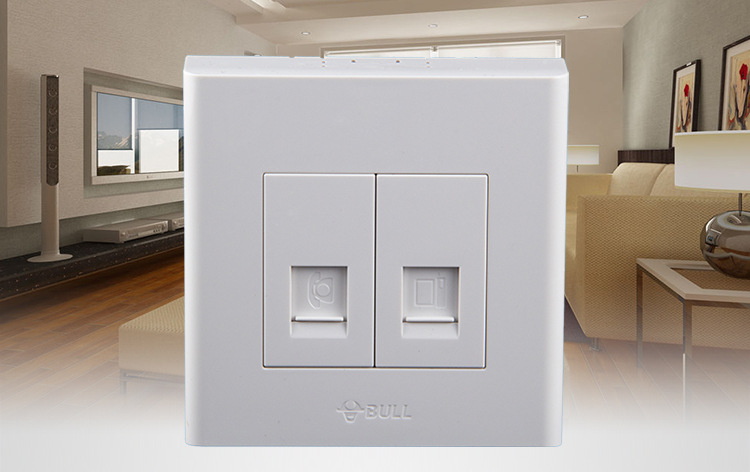 公牛明装开关插座面板 86型一位电视电脑插座g09 电话电脑线接口