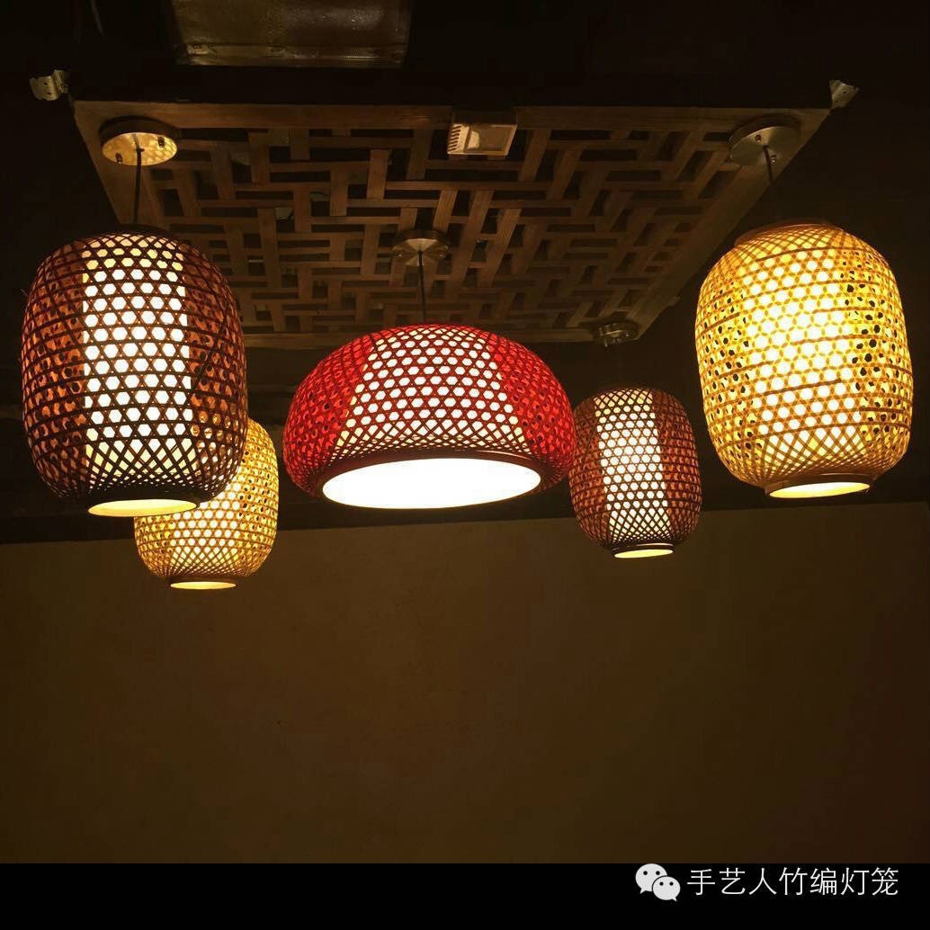 中国豆瓣酱产业网 豆瓣酱供应 中式仿古竹灯笼手工编织竹编灯罩灯饰