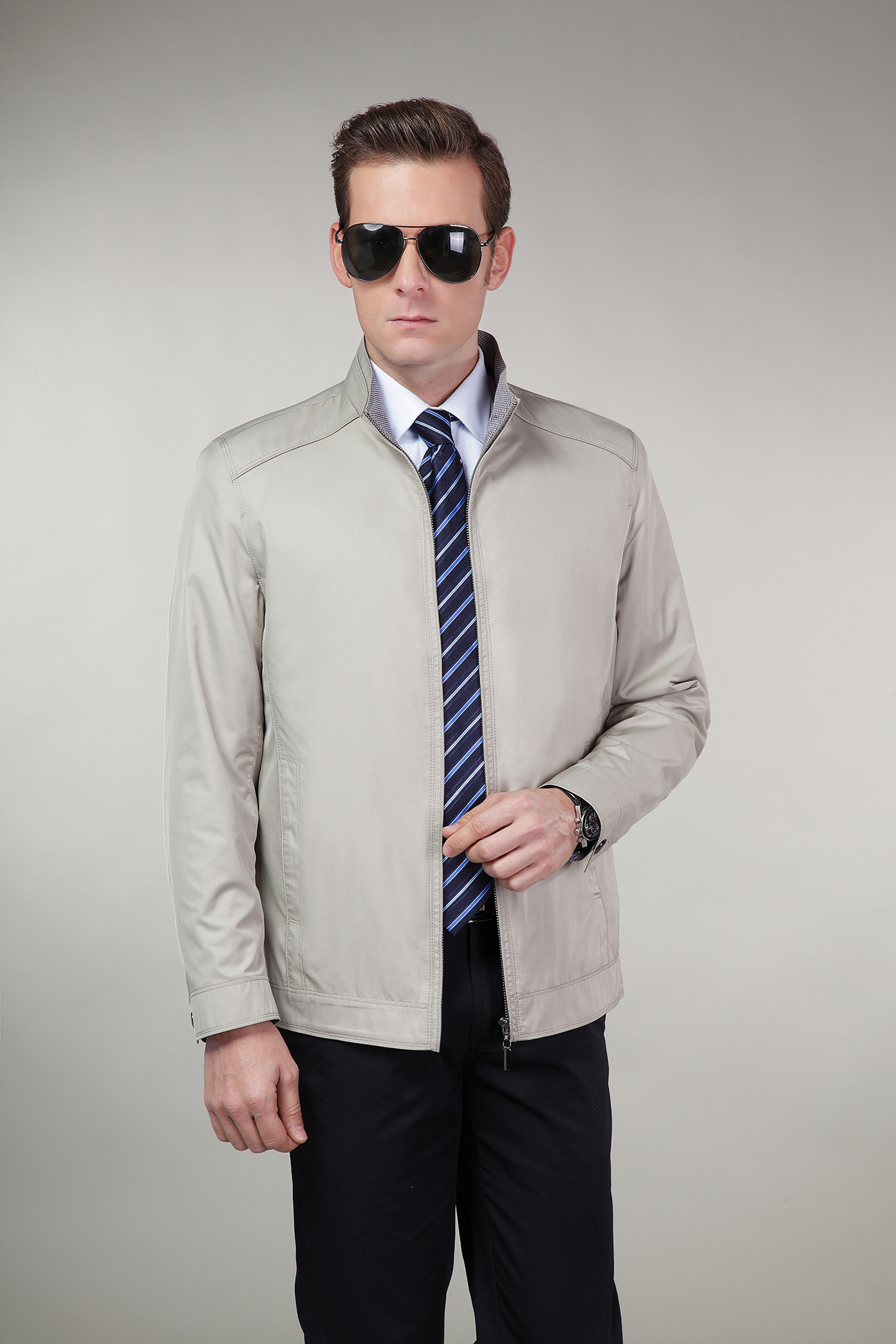 2015年春秋九牧王夹克专柜正品立领新款男装休闲男式外套代发